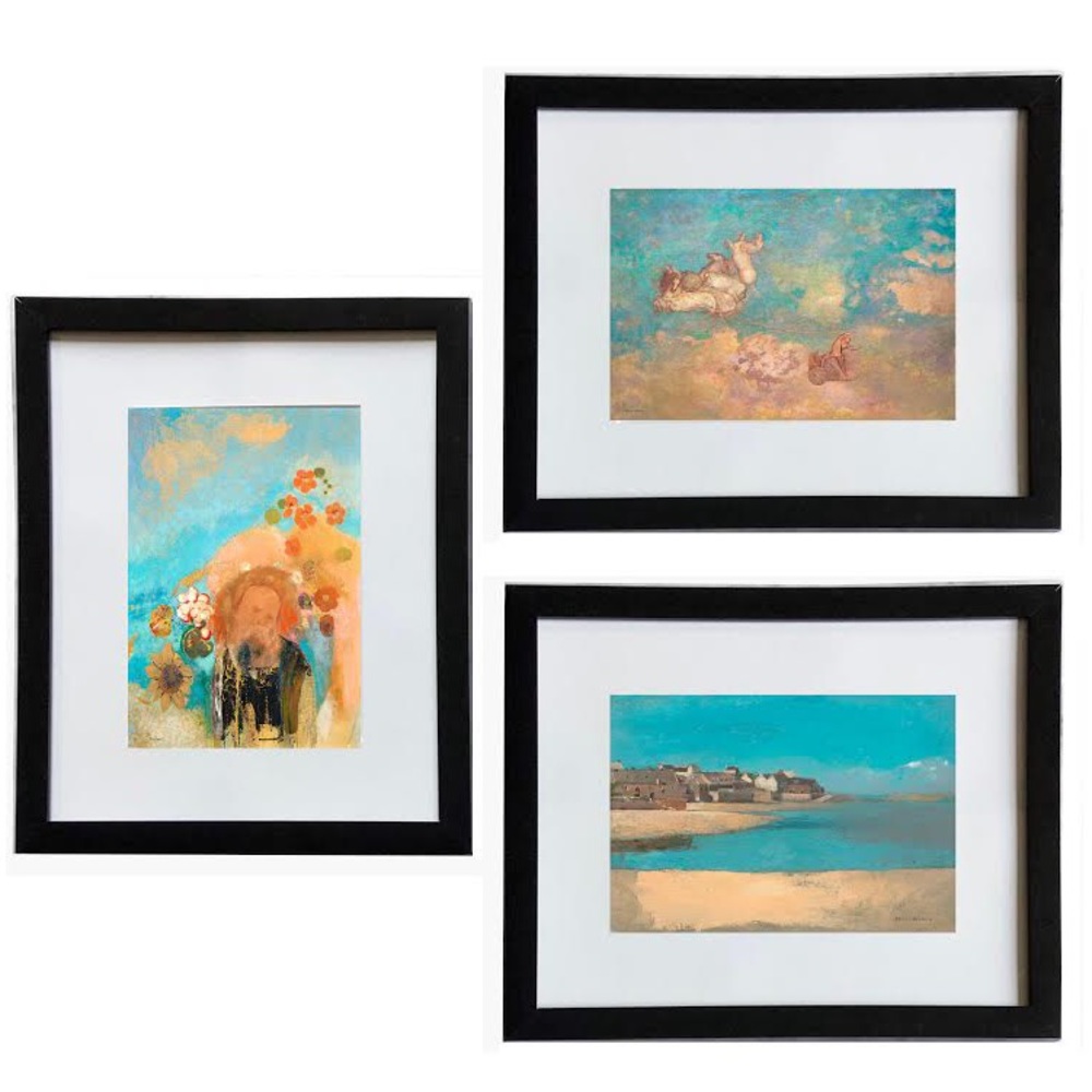 3 Framed and Matted Odilon Redon Prints